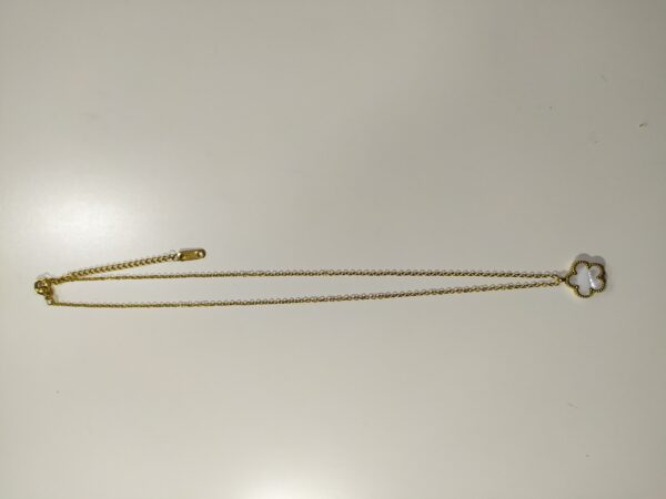 Collar con colgante trebol cinco hojas blanco - Imagen 9